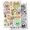 Cocktails Wine Beer German Oktoberfest Temporary Tattoo Water Resistant Fake Body Art Set Collection - Black (One Sheet)
