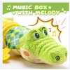 AWOTOY Baby Toys 0 to 12 Months, Musical Stuffed Animal Activity Soft Toys with Multi-Sensory Crinkle, Rattle and Textures, Infant Tummy Time Toys for Newborn Boys Girls, Crocodile, Green