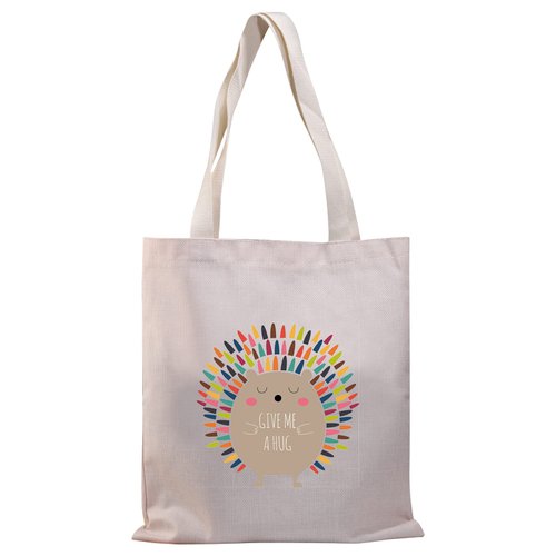 BDPWSS Hedgehog Gifts For Hedgehog Lovers Hedgehog Owner Gift Give Me a Hug Funny Hedgehog Tote Bag (Give me hug TG)