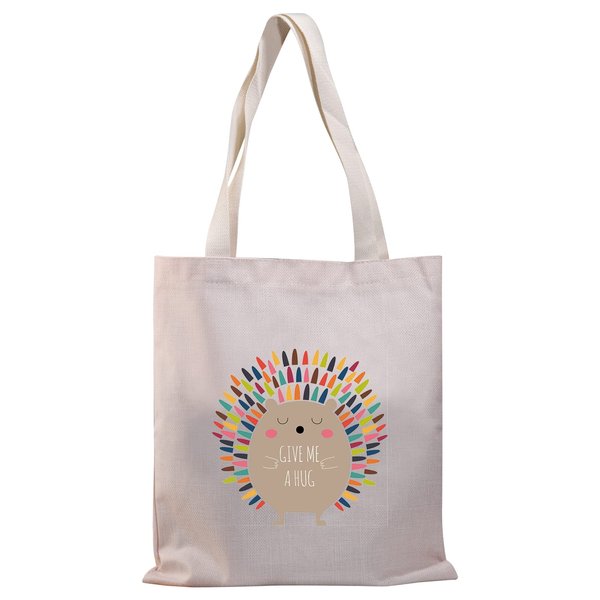 BDPWSS Hedgehog Gifts For Hedgehog Lovers Hedgehog Owner Gift Give Me a Hug Funny Hedgehog Tote Bag (Give me hug TG)