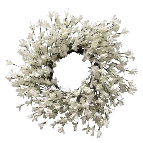 White Cream Forsythia Wreath 24 Inch Fall Front Door Wreath Blossom Cluster Flower Farmhouse Wreath on Grapevine for Christmas Festival Celebration Front Door Wall Window Hanging Christmas Décor