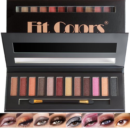 Sigaitwax 12 Color Eyeshadow Palette, Naked Nude Eye Shadow Long Lasting Waterproof Cruelty-Free, Blendable Formula Neutral Eye Shadow Palette Makeup Palette-With Dual-Ended Brush and Mirror, B