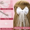 OIIKI Pearl Bridal Hair Bow Clip Veil, White Hair Bow Bridesmaid Favors, Bride Hair Accessories Shower Gift Bachelorette Party Decorations