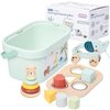 PREXTEX 3-in-1 Wooden Sorting and Stacking Toys - Includes 3D Shapes Sorting Box, 5 Stacking Rings with Bear, Elephant with Wheels - Develops Motor Skills - Ages 18 Months up