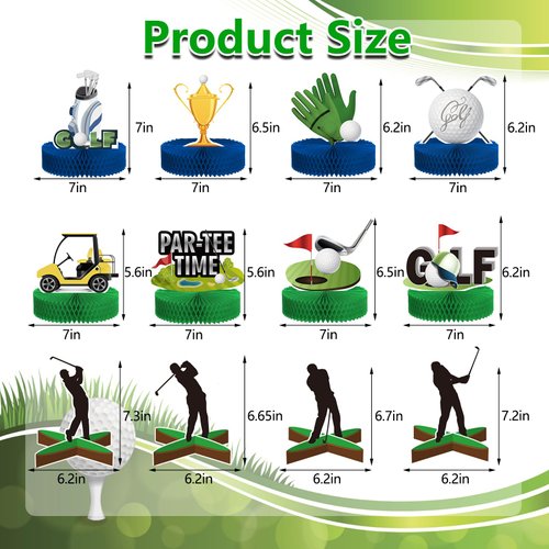 12 Pieces Golf Party Decorations Golf Honeycomb Centerpieces Golf Party Centerpieces Birthday Retirement Sports Golf Theme Party Supplies for Kids Boys Men Baby Shower Par-Tee Time Birthday