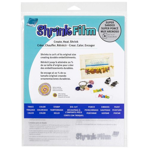 Grafix Shrink Film – Sanded, 8.5 x 11”, Pack of 50 – Translucent, Sanded Shrink Sheets, Design Your Art and Shrink It to Create Jewelry, Embellishments, Paper Crafts, Gift Tags, Ornaments and More