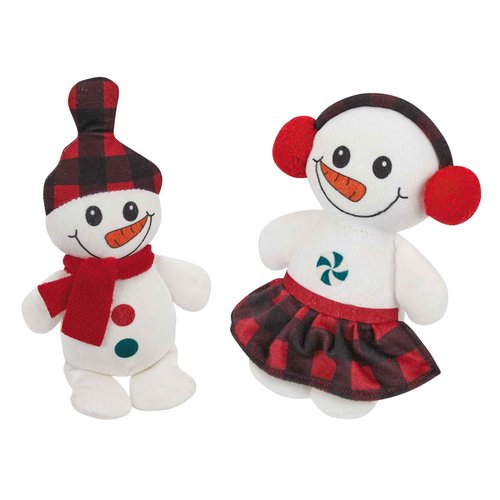 MPP Dog Toy Buffalo Plaid Snow Kids Adorable Holiday Plush Cheerful Cozy Winter Play (Full Set - Both Toys)