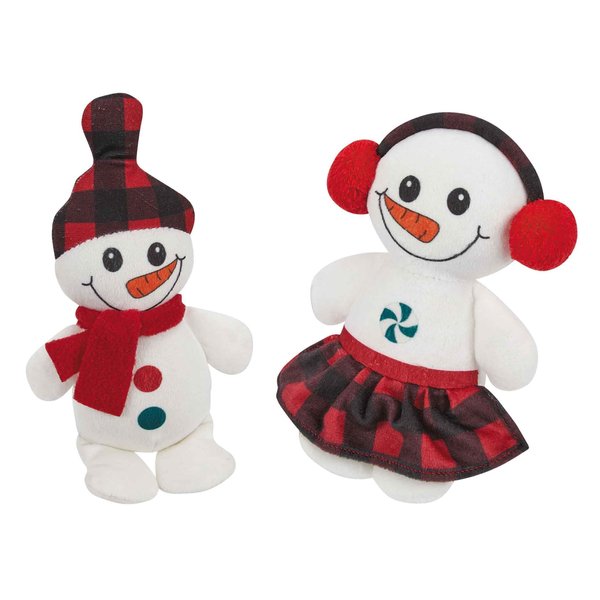 MPP Dog Toy Buffalo Plaid Snow Kids Adorable Holiday Plush Cheerful Cozy Winter Play (Full Set - Both Toys)
