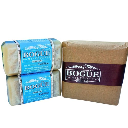 Goat Milk Soap two bars- BOGUE No.18 BESPOKE Surfrider Blend -Colloidal oatmeal removes salt; cooling peppermint, tea tree & carrot seed in sunflower to soothe, protect & regenerate sun-damaged skin