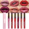 evpct 6Pcs Matte to Glitter Liquid Lipstick Long Lasting Lip Set Kit,6 Color Diamond Dark Red Pink Purple Mauve Glitter Sparkly Glossy Metallic Shimmer Sparkle Waterproof Lipstick Lip Gloss for Women