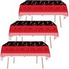 ANFGANC 3pc Mouse Tablecloth Mouse Party Supplies Disposable Black and Red Mouse Head Plastic Table Cover for Boys 1st,Oh Twodles Birthday,Baby Shower,Mouse Party Decorations 220x130cm