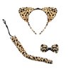 Halloween Cat Ears Headband Kitty Bow Tie Tail Women Cat Hair Hoops Kitten Hair Bands Headpiece Hairband Christmas Birthday Party Decoration Cosplay Costume Handmade Hair Accessories Leopard Print