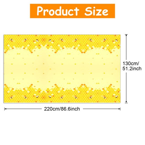 PHOGARY 3 Pack Bee Tablecloth Bumblebee Plastic Tablecloths, Disposable Tablecloth, Honey Bees Bumble Bee Gender Reveal Table Cover for Birthday Baby Shower Garden Party Supplies Table Decoration