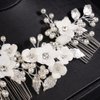 JWICOS Bride Pearl Wedding Hair Comb Flower Wedding Headpiece for Bride Pearl Hair Accessories for Women and Girls