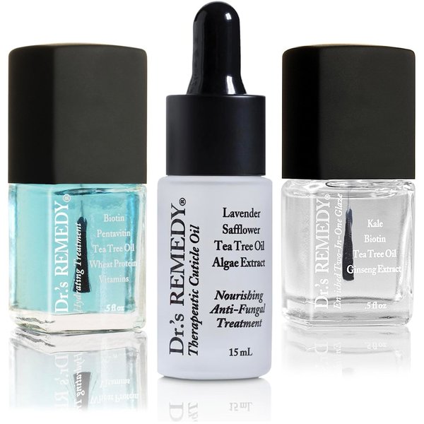 Dr’s Remedy 3 Pack Nail Polish Treatment Kit, RESTORATIVE Remedy Trio, All Natural Enriched Nail Strengthener Non Toxic and Organic - CARESS Cuticle Oil/Hydration Nail Treatment/TOTAL Two-in-One