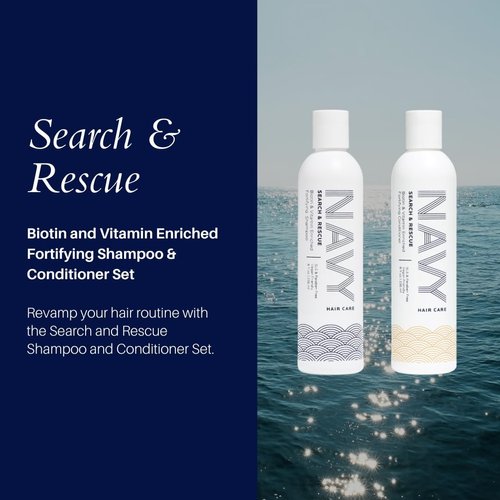 NAVY Hair Care Shampoo and Conditioner Set for Volumizing Fine Hairs - Search and Rescue Kit 16 Fl Oz