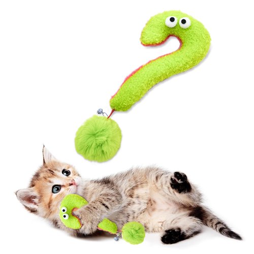 Andiker Interactive Cat Toy, Question Mark Shaped Cat Kicker Toy with a Plush Ball and a Bell for Kicking & Playing, 7.2inches Plush Cat Chew Toy for Stress Relief and Relaxation (Question Mark)