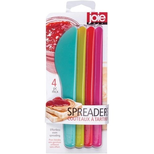 Joie Spreaders, Reusable Plastic Knives, Assorted Colors, 4 Count