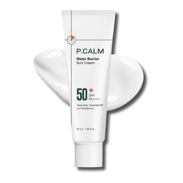 P.CALM Water Barrier Moisturizing Sun Cream Matte-Finish No White Cast SPF 50+ PA++++ Vegan Calming Moisture Daily Sunscreen for Dry Oily Sensitive Skin Korean Skincare