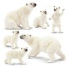 Toymany 6PCS Polar Bear Figurines Toy with Polar Bear Cub, 2-4" Realistic Plastic Arctic Animals Figures Family Set for Christmas Educational Toys Cake Toppers Birthday Gifts for Kids