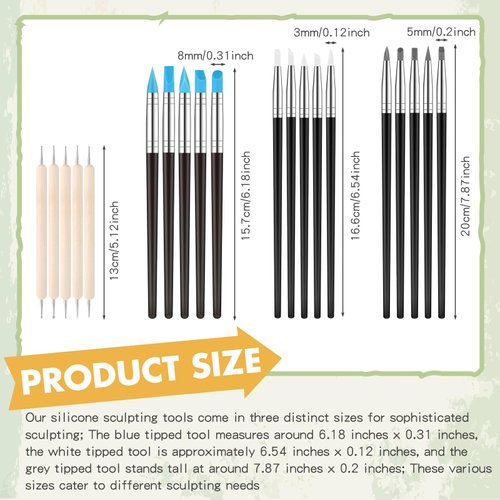 Mooliwe 20 Pcs Silicone Clay Sculpting Tool Clay Shaping Modeling Wipe Out Tools Silicone Paint Brush Modeling Dotting Tool Polymer Clay Accessories for Pottery Clay Sculpture Carving DIY Handicraft