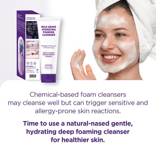 FARMSKIN Freshfood For Skin Mild Greape Hydrating Foaming Cleanser (5.9fl.oz, 175ml) - Forming Facial Cleanser/Makeup Remover Foaming Cleanser/Deep Cleansing/Non-Irritating/Korean Skin Care