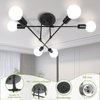 CANMEIJIA Modern Sputnik Chandelier Ceiling Light Fixture with 6 Lights Black Mid Century Ceiling Mount Lights Fixture for Bedroom, Dining Room, Living Room, Kitchen, E26 Base, Bulbs Not Included