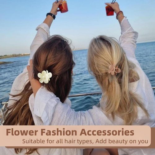 JOYRUBY Mini Flower Claw Clips for Thin Hair - 8PCS Cute Non-Slip Matte Hair Clips for Girls and Women