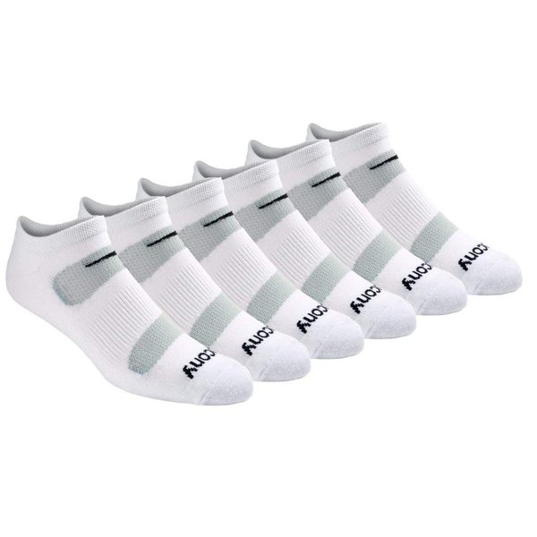 Saucony Men's Multi-Pack Mesh Ventilating Comfort Fit Performance No-Show Socks, White (6 Pairs), 13-15