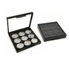 HLLMX 1 PCS Empty Eyeshadow Palette Portable Square Eyeshadow Box 9 Grids Cosmetics Storage Organizer 20mm Round Metal Pans for Eyeshadow Lipstick Blush Powder Pigment (Black)