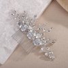 Teyglen Silver Rhinestone Headpiece Vintage Flower Wedding Hair Comb Crystal Bridal Side Comb Flower Leaf Hair Piece Hair Accessories Jewelry for Women (Silver)