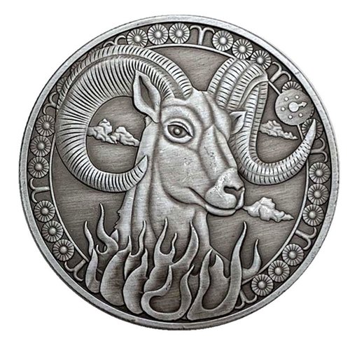 Creative Twelve Constellations Zodiac Coin Challenge Ancient Silver Commemorative Coins Home Decor Crafts Art Collection Gift (Aries)