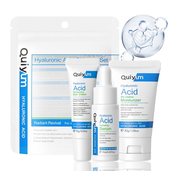 Hyaluronic Acid Skin Care Sets & Kits, Facial Kit for Women Gift Set, Womens Travel Kit, Travel Size Face Care Set-Serum-Moisturizer-Eye Cream, Gifts for Teenage Girls, Hydrating, Protect Skin Barrier