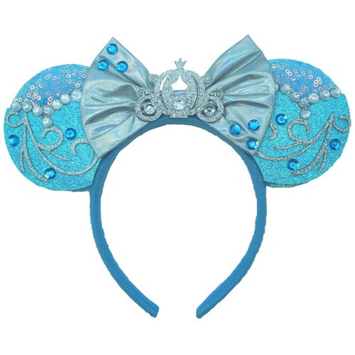 Viwind Hair Bows Ear Headbands for Women, Cinderella Pumpkin Car Mouse Ear Hairbands for Girls, Cinderella Princess Hair Accessories Birthday Party Decorations
