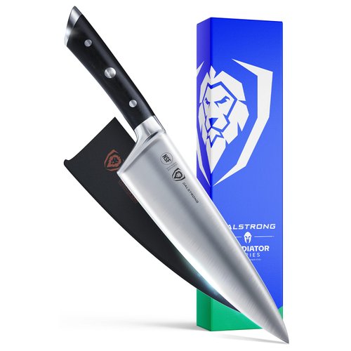 Dalstrong Chef Knife - 8 inch Blade - Gladiator Series ELITE - Forged HC German Steel Chef's Knife - Professional Full Tang Knife - Black G10 Handle - Sheath - NSF Certified