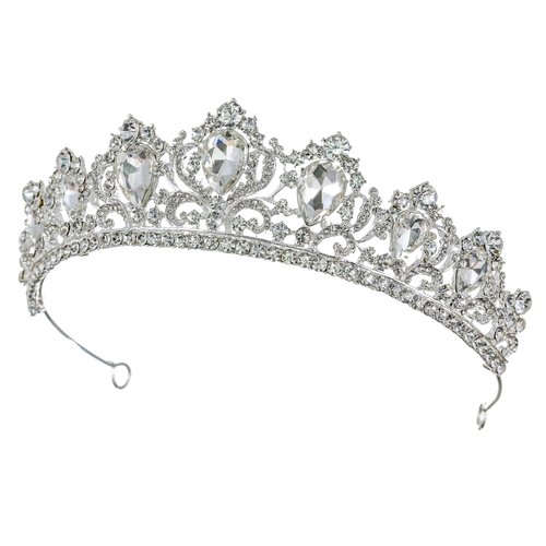 Samky Bride's Crystal Wedding Tiara Crown Bridal Rhinestone Headpiece Hair Accessories
