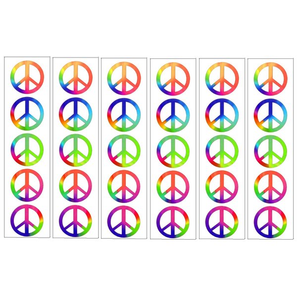 Rainbow Peace Symbol Sign Tattoos, 60's Hippie Party Favors