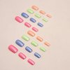 BABALAL Medium Press on Nails Square Fake Nails Colorful Aurora Glue ons Nails 24Pcs Rainbow Design Full Cover Acrylic Nails Squoval False Nails