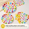 96Pcs Educational Party Supplies 350 GSM Alphabet Number Party Plates and Napkins Early Learning Tableware Set for Kids Baby Shower Back to School Alphabet Number Birthday Party Decorations,Serves 24