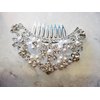 Generic Crystals, pearls and flowers silver hair comb barrette clip bridal clip, 1