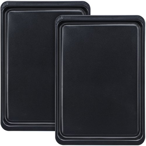 Beasea Baking Sheet 2 Pack, 10x14.6 Inch Cookie Sheet Nonstick Carbon Steel Baking Sheet for Oven Pans Baking Tray Cooking Sheets Black