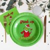 sparkepic 100Pcs Christmas Tableware Set | Festive Green Christmas Characters | Disposable Dinnerware for Christmas Party Decorations | 50 Paper Plates, 25 Napkins, 25 Cups Included