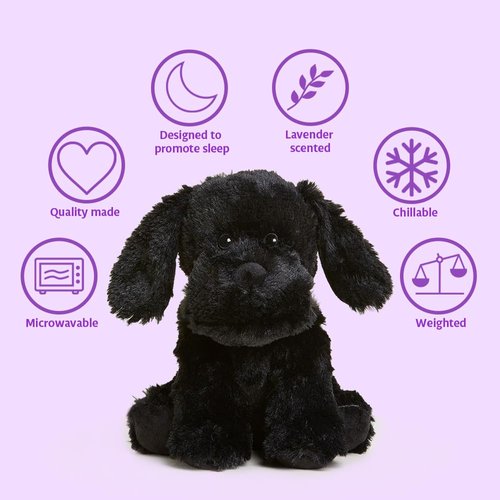 Warmies Microwavable & Weighted Stuffed Animals, Black Lab - Heated Stuffed Animal Plushie for Warmth & Comfort - Cute Soft Plush Toys for Adults & Children (Boys, Girls, Babies & Toddlers)