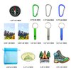 110PCS Camping Happy Birthday Party Favors Gift Bag Kits with Camp Compass, Hiking Whistles Keychain Carabiner, Camping Stickers Decorations for Outdoor Camper Nature Adventure Exploration Supplies