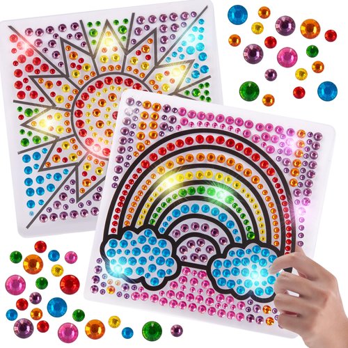 Window Art Suncatcher Kit for Kids - Suncatcher Craft Kit for Girls - Window Art Crafts for Kids 4 5 6 7 8 - Art Craft Kit with Gems, Stylus Tools, Trays, Hanging Tape, and More - Crafts for Toddlers