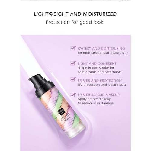 One Step Color Corrector Tri-Color contour Isolation Cream Skin Tone Correcting & Brightening Makeup Primer Neutralizing Dark Circles & Veins Correcting Redeness for Glowing, Flawless Makeup (1 Pack)