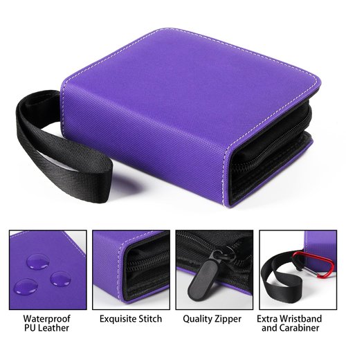 GEAoffice Mini Card Binder 2-Pocket, Super Lightweight Small Collectible Trading Card Albums for 80 Cards, 1 Pocket Top Loading Binder for TCG, MTG, Sports&Game Cards, Gifts for Girls, Purple