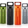 Patelai 4 Pieces Portable Pill Case Waterproof EDC Container Capsule Airtight Aluminum Pill Bottle Keychain Pill Holder Travel Pill Storage Supplements Container for Outdoor Camping