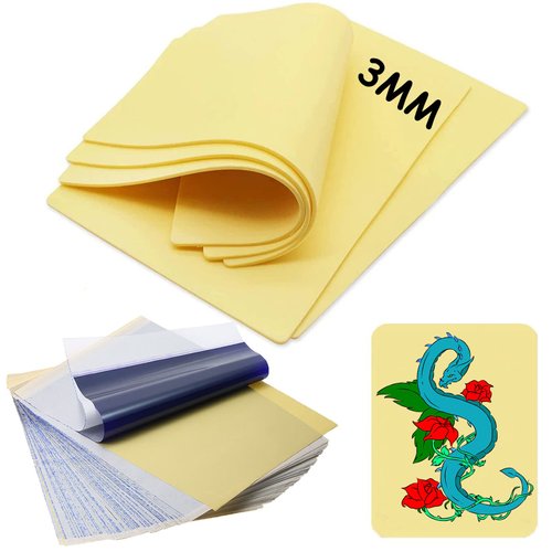 3mm Tattoo Practice Skin with Transfer Paper - TONBAO 15pcs Tattoo Practice Skins with Tattoo Tracing Paper including 3pcs Double Side Tattoo Fake Skins with 12pcs Tattoo Stencil Papers