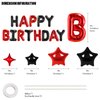CANREVEL Happy Birthday Banner 13pcs 16 Inch Mylar Foil Letters Sign with 8pcs Star Balloons Birthday Party Decorations for Kids and Adults - 3D Black Red